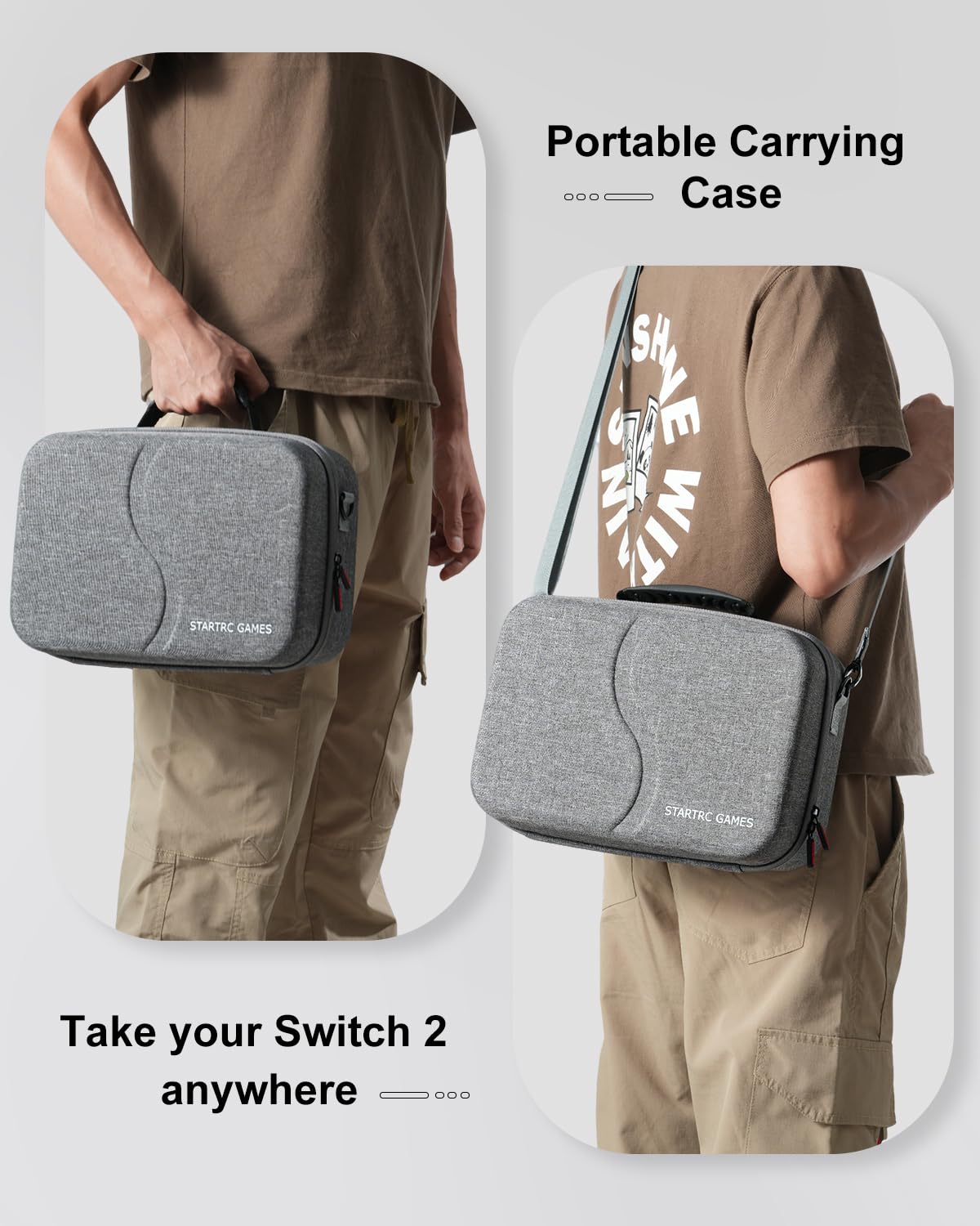 STARTRC GAMES Switch 2 Tasche für Nintendo Switch 2 (2025), All-in-one-Tasche mit Spielkarten Slots, Tragetasche für Nintendo Switch 2 Console Pro Controller und Zubehör (Grau)