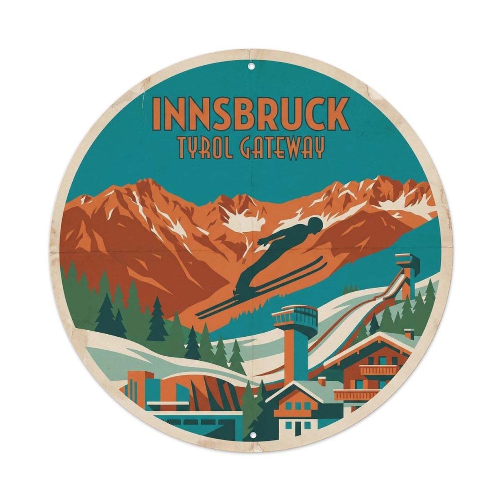Vintage Travel Innsbruck Austria Metal Tin Sign