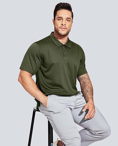 Miniatura 6 de MIER Polo de secado rápido para hombre, camisas de poliéster con cuello casual, manga corta, absorción de humedad, protección solar