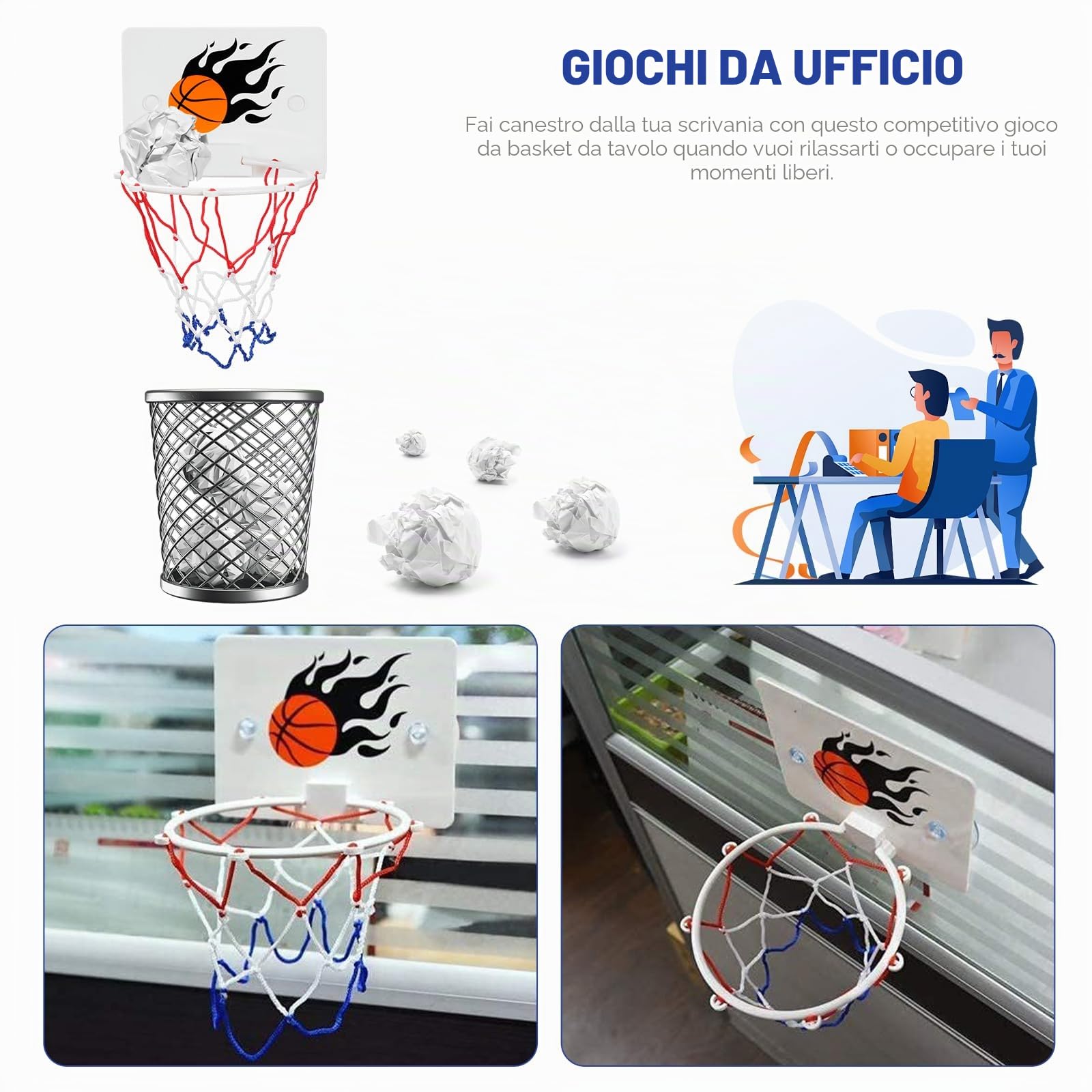 DEWEL Canestro Basket Bambini, Giocattoli da bagno per bambini con ventosa forte con due palline e gonfiatore