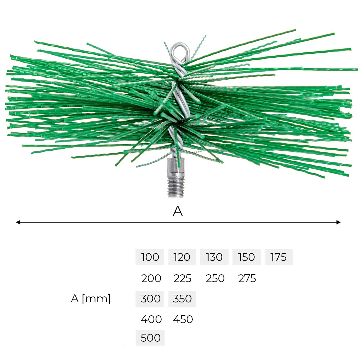 HOLZBRINK spazzola per camini/canna fumaria e stufe, 350 mm spazzola per camino in plastica M12, 1 pezzo