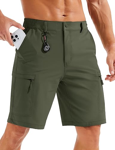 MAGCOMSEN Men's Hiking Cargo Shorts Quick Dry Lightweight 9" Golf Shorts Summer Casual Work Outdoor with 5 Zipper Pockets
