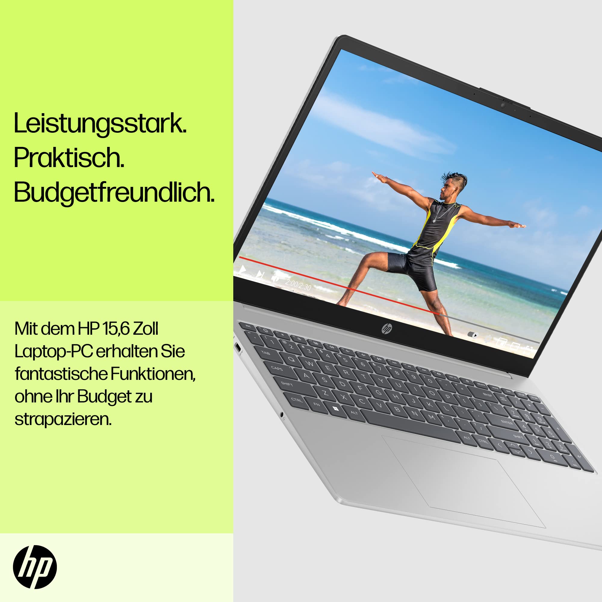 HP Laptop 15,6" FHD Intel N100 4 GB DDR4 RAM 128 GB UFS Intel UHD Graphics Windows 11 Home S-Modus Natural Silver