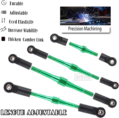 Miniatura 10 de Tensores de aluminio Camber Links Upgrades Part para 110 Slash 2WDStampede 2WDRustler 2WDBandit 2WD, tensores de aleación Camber Links Hops Up, azul