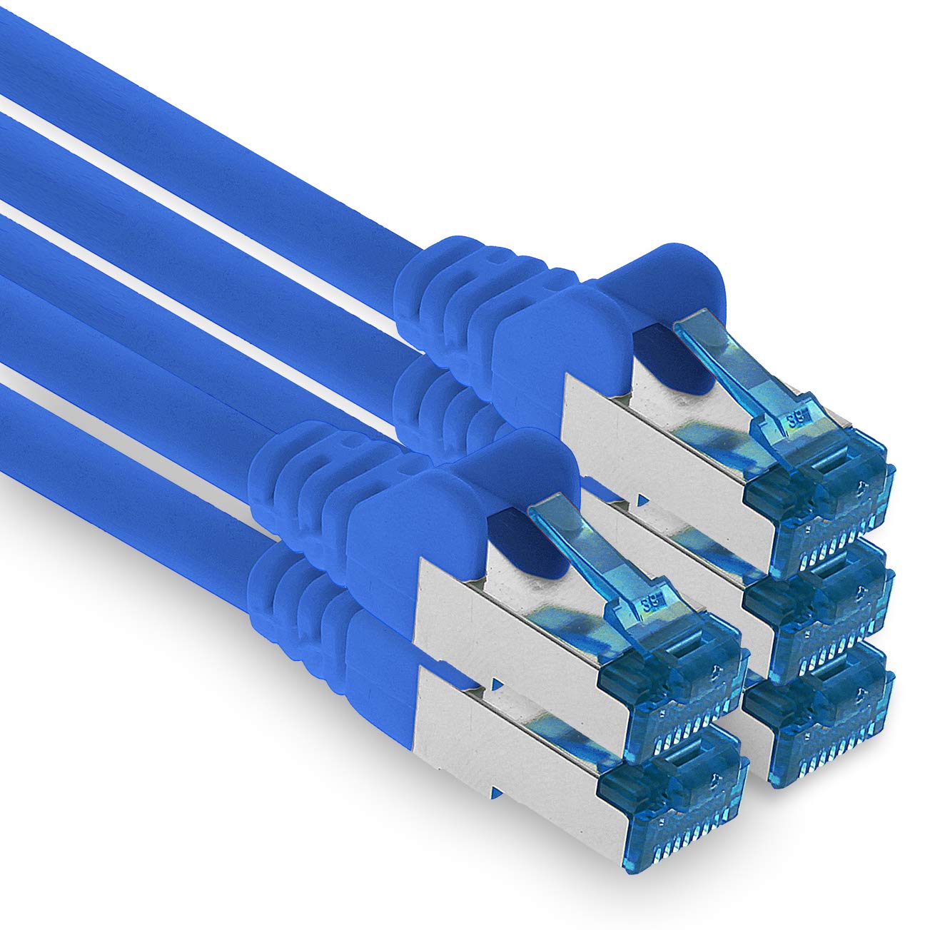 1aTTack.de Patchkabel – 5X 7,5m Ethernet, Netzwerk, Lan Kabel CAT6a (für Gigabit Netzwerke, Router, Switch, Modems mit RJ45 Eingang – blau)