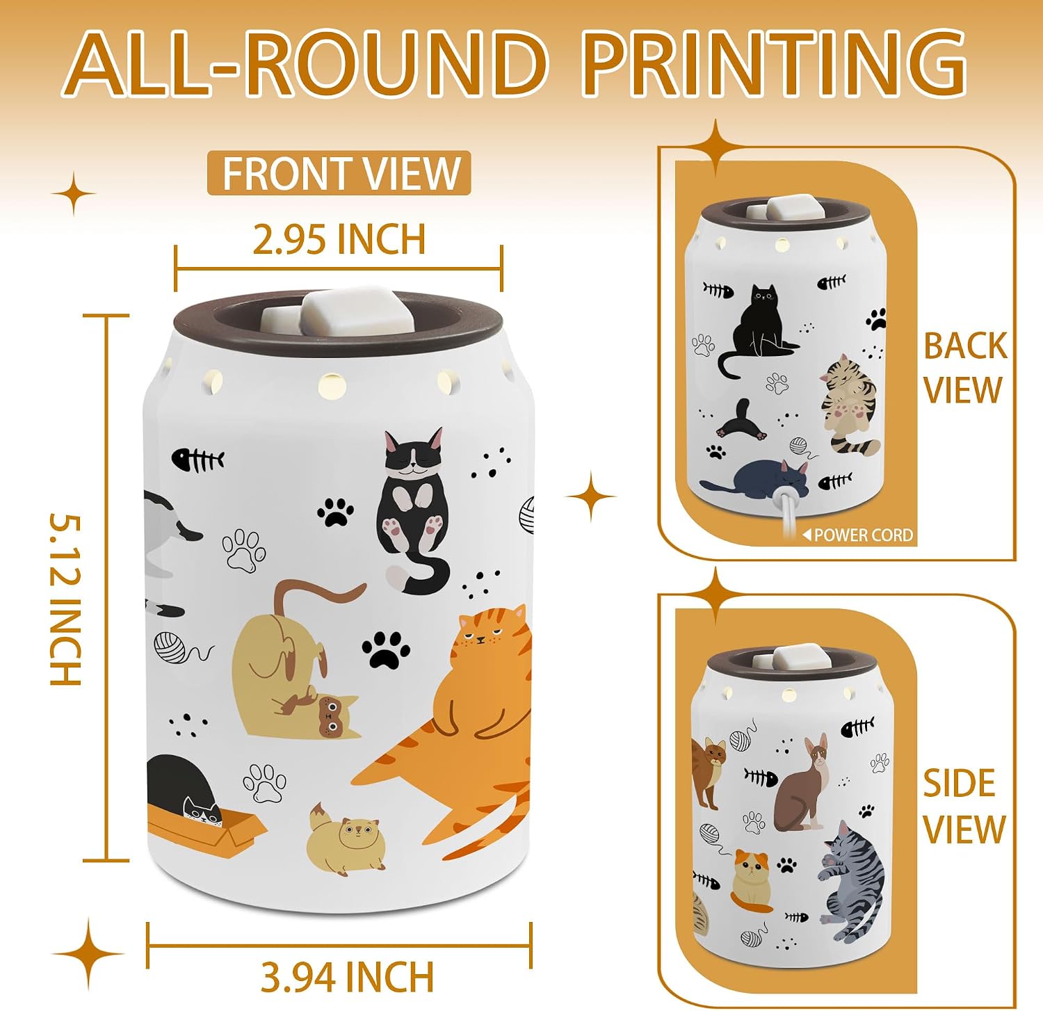 Cat Wax Melt Warmer, Cute Cat Mom Gifts, Housewarming Gifts for Women, Funny Electric Ceramic Wax Melt Warmer for Bathroom Kitchen Home
