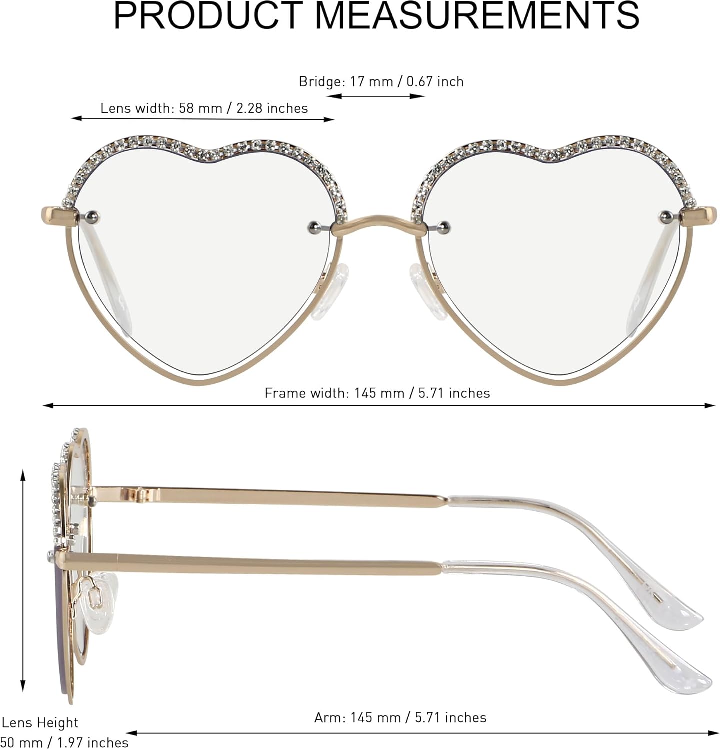 ANDWOOD Trendy Heart Shaped Sunglasses Womens Rhinestone Love Eye Sun glasses Metal Lovely Fashion Diamond Sunnies - Image 7