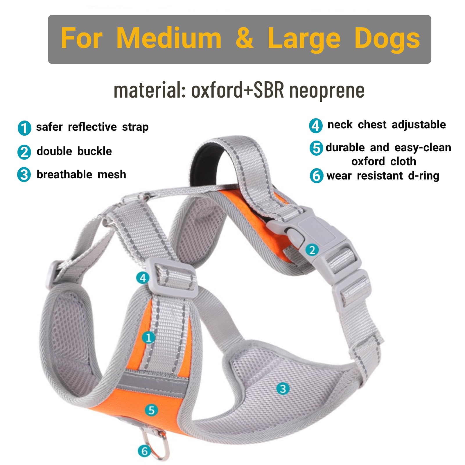 No Pull Dog Harness Adjustable Reflective Medium Large Dog Harness Easy Control Front Clip Padded Pet Vest Breathable Puppy Harness Escape Proof (Black, S) - image 5