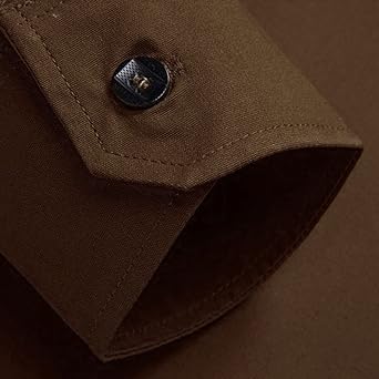 Men's Military Style Double Pocket Shirt Tactical Cargo Casual Slim Fit Shirt Work Shirt Hiking Fishing Shirts (Coffee,Medium)