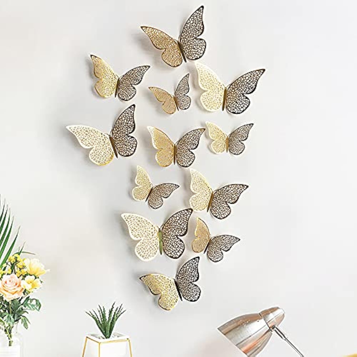 PINDIA 3D Polyvinyl Chloride Metal Butterfly Wall Stickers (Gold) - 12 Pieces, Self-Adhesive (B09FPPBSZF) Amazon Price History, Amazon Price Tracker
