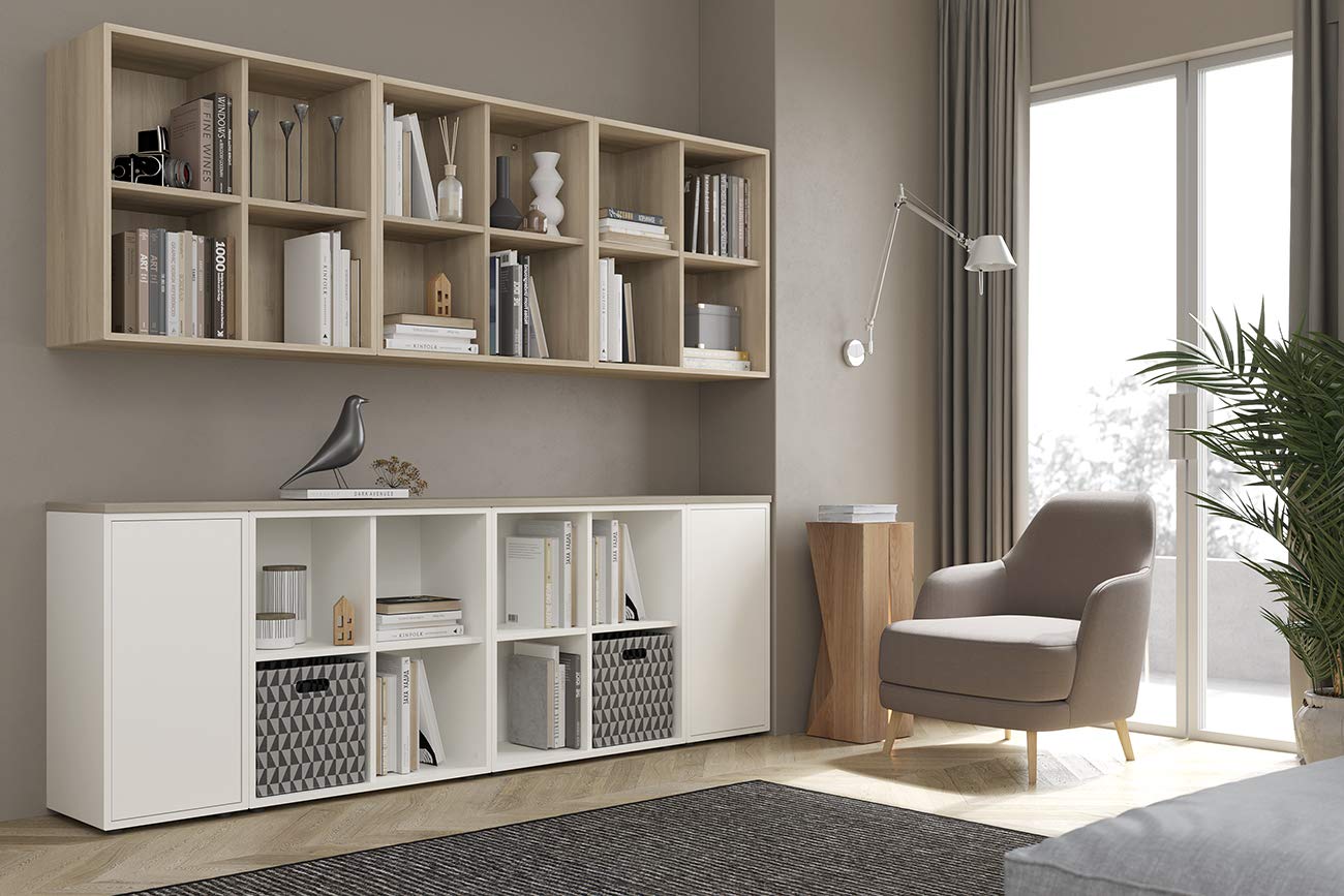 Iconico Home QBE Cube Mural 1 étagère, avec Porte Ouverture à Pression, Blanc