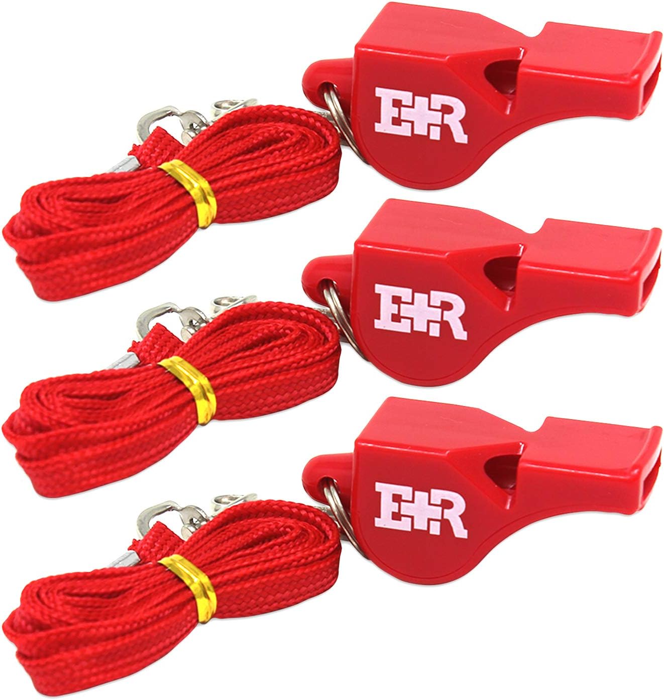 Ever Ready First AidSafety Coach 3 Chamber Pealess Whistle with Matching Lanyard - Red