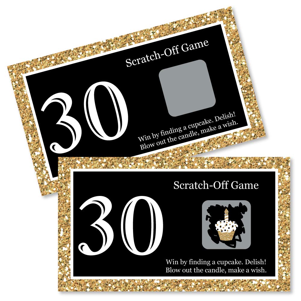 Big Dot of Happiness Adult 30th Birthday - Gold - Birthday Party Game Scratch Off Cards - 22 Count