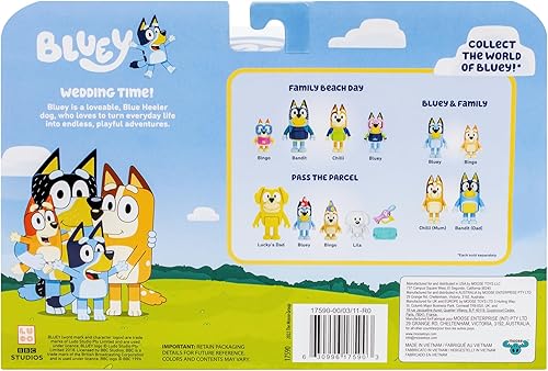 Miniatura 30 de Bluey Family Beach Day - Paquete de 4 figuras de personajes de Bingo, Bandit y Chilli , día de la playa en familia, de 2.5-3 pulgadas, con accesorios