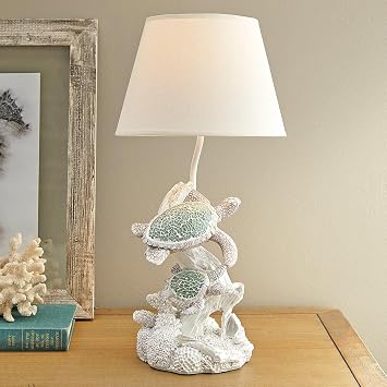 BLACK FOREST DECOR Mosaic Sea Turtle Table Lamp, Polyresin, Accent Lighting, 6" Dia. x 20" H