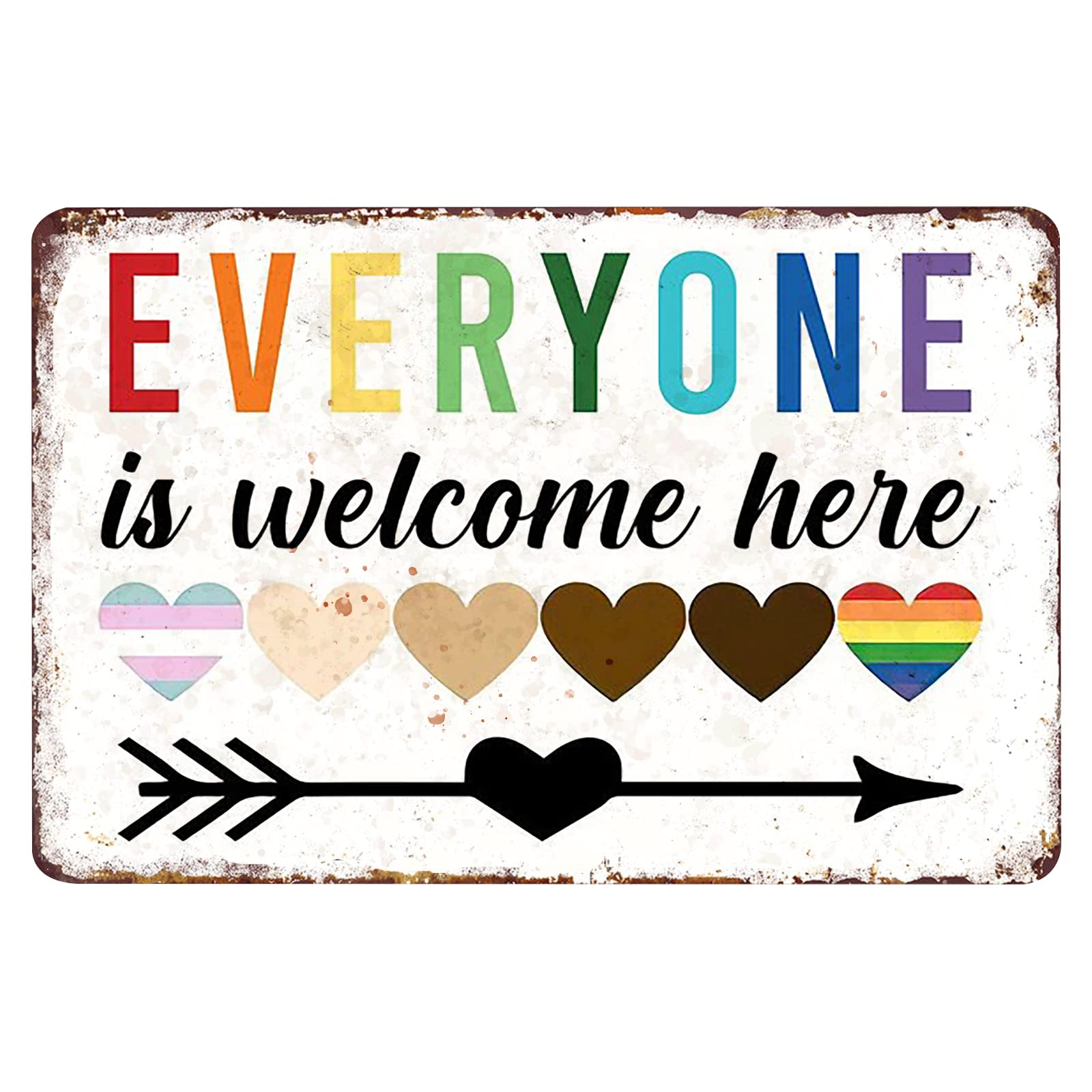 Inclusion Poster Everyone Is Welcome Here Wall Print LGBT Pride School Office Uni Dorm Wall BABY FARMHOUSE DECOR kitchen decor wall beautiful exquisite vintage art 8x12 Inches Metal Art Wall Decor