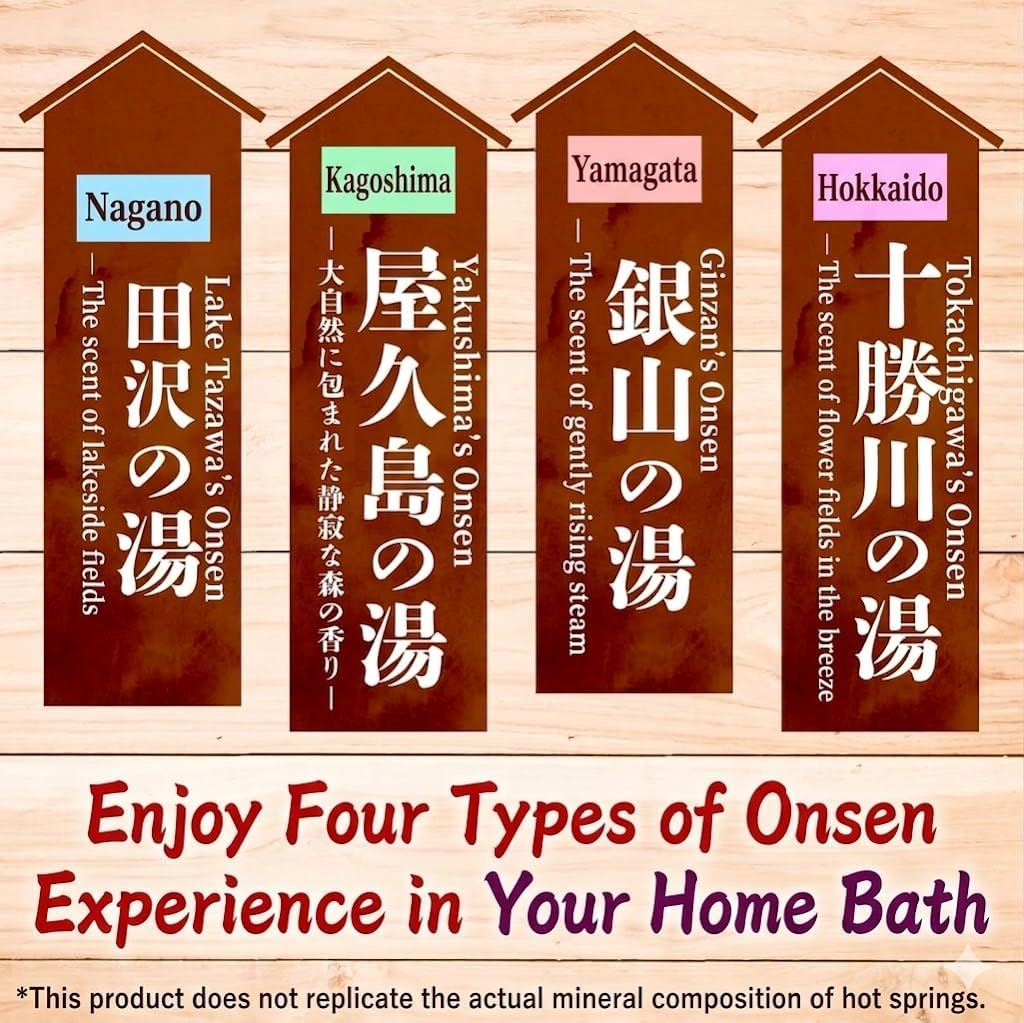 Japanese Bath Soak Assortment YAKUSEN MEGURI – 15 Pack – Milky & Clear Bath Powder Set – Variety Bath Experience at Home