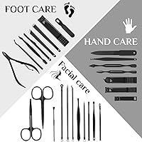 Vista 2 de MINKINH Juego de manicura profesional de cortaúñas, kit de manicura de acero inoxidable, herramientas para el cuidado de uñas con lujosa funda