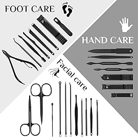 MINKINH Manicure Set Professional Nail Clipper Kit-26 Pieces Stainless Steel Manicure Kit,Nail Care Tools with Luxurious Travel Case Nail Grooming Kit Present for Men Husband Boyfriend Parent