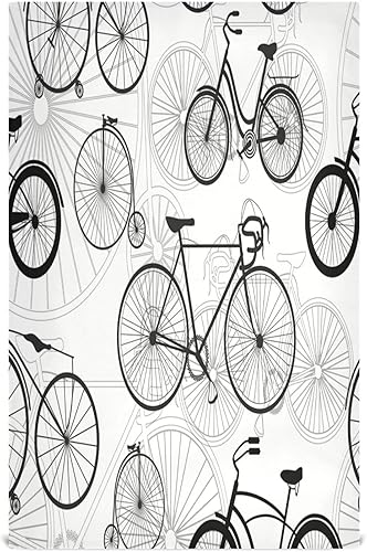 Kigai Paquete de 4 toallas de cocina con estampado de bicicleta, suaves, altamente absorbentes, reutilizables, juego de toallas de cocina de 28 x 18