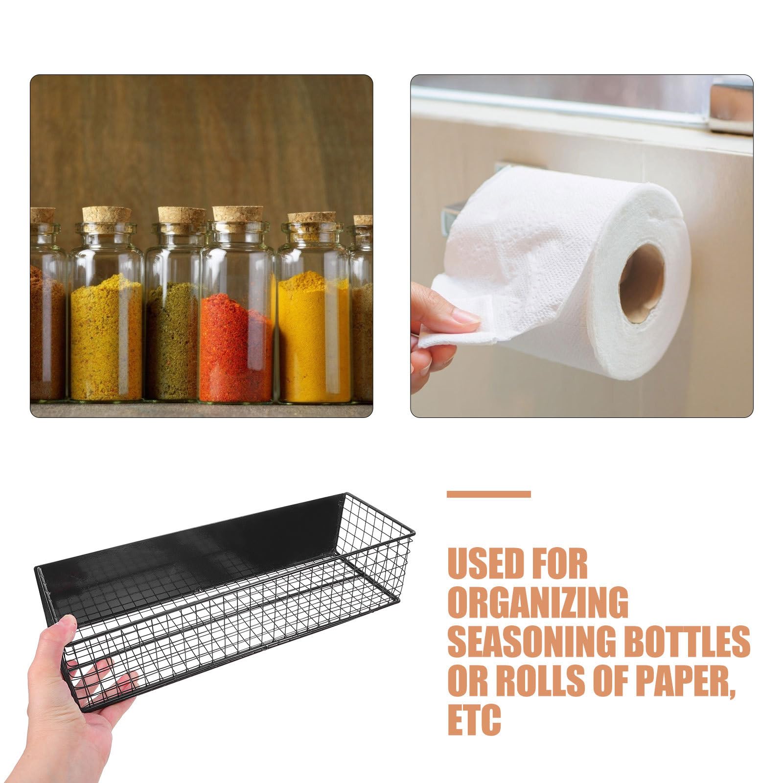 NUOBESTY Caja Magnética para Refrigerador de Hierro Negro, Organizador | Condimentos y Snacks, Cocina y Despensa, Fijación Magnética, Posición Flexible y Uso de Almacenamiento Versátil