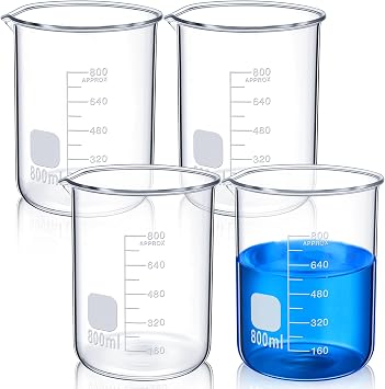 Relaxweex 4 Pcs 800ml Beaker 3.3 Borosilicate Glass Beakers Lab Beakers