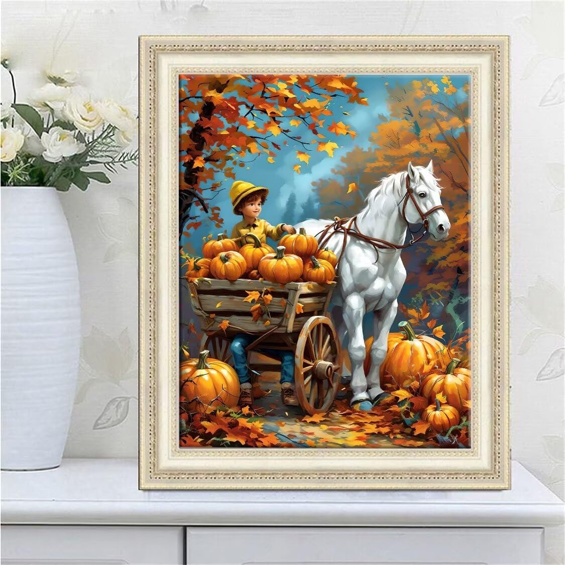 DIY Malarstwo diamentowe 5D, sztuka diamentowa, jesienna dynia, zestawy dla dorosłych, sztuka ze strasu, haft, artykuły rzemieślnicze, dla dzieci i dorosłych, idealna dekoracja ścienna do domu,