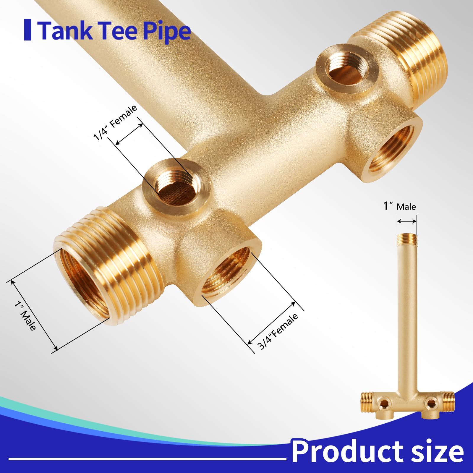 Pressure Tank Tee Kit, Water Well Pressure Tank, Made of Brass