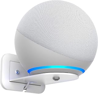 PlusAcc Uchwyt ścienny do ECH0 4. generacji – uchwyt bez utraty hałasu, zintegrowane zarządzanie kablami, akcesoria do Google Nest mini, sypialni, salonu i kuchni, biały