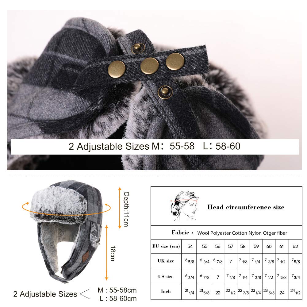 Fancet Gorro de aviador unisex de invierno suave con pelo sintético resistente al viento 89079_rojo S/M