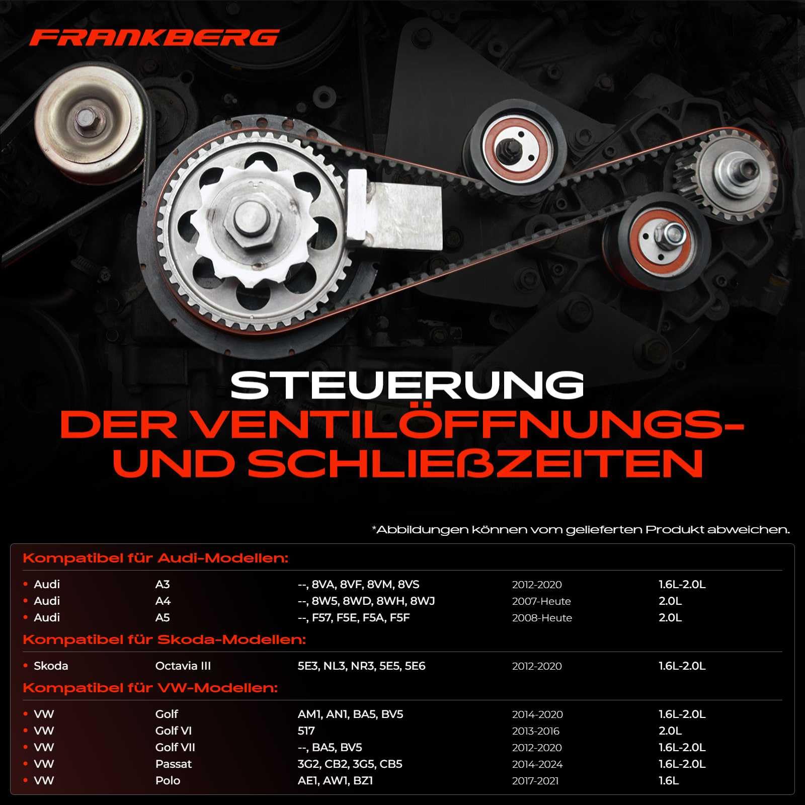 Frankberg Zahnriemensatz Zahnriemen mit Wasserpumpe Diesel Kompatibel mit A1 A3 A4 A5 A6 Leon C.a.d.d.y Golf Golf VI Golf VII P.a.s.s.a.t Polo Replace# 7883-13321