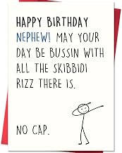 Nephew Birthday Card, Birthday Card for Nephew from Aunt Uncle | Happy Nephew's Birthday Gifts Cards with Skibidi Rizz Slang Meme-Inspired Design