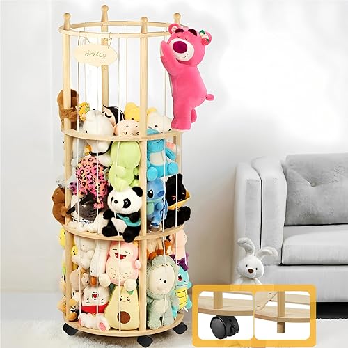 Almacenamiento de animales de peluche extra grande de madera para animales de peluche, organizador de juguetes suaves, jaula de juguete para