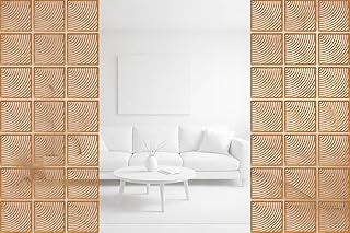 Wooden Room Divider Panels Set with Curved Pattern | Modular Hanging Wall Divider Panels | Decorative Wood Partition for Home & Office