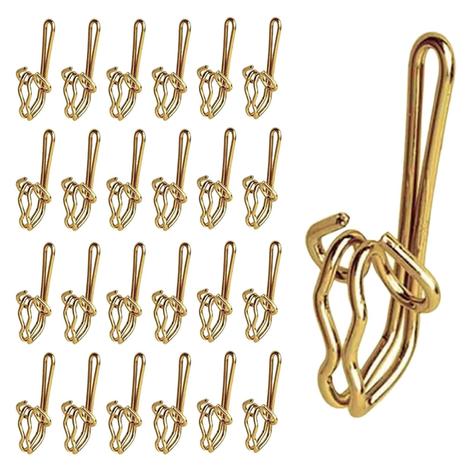 Dolaso Gold 200 Pieces Metal Curtain Hooks, Drapery Hooks, Metal Curtain Header Tape (Gold)