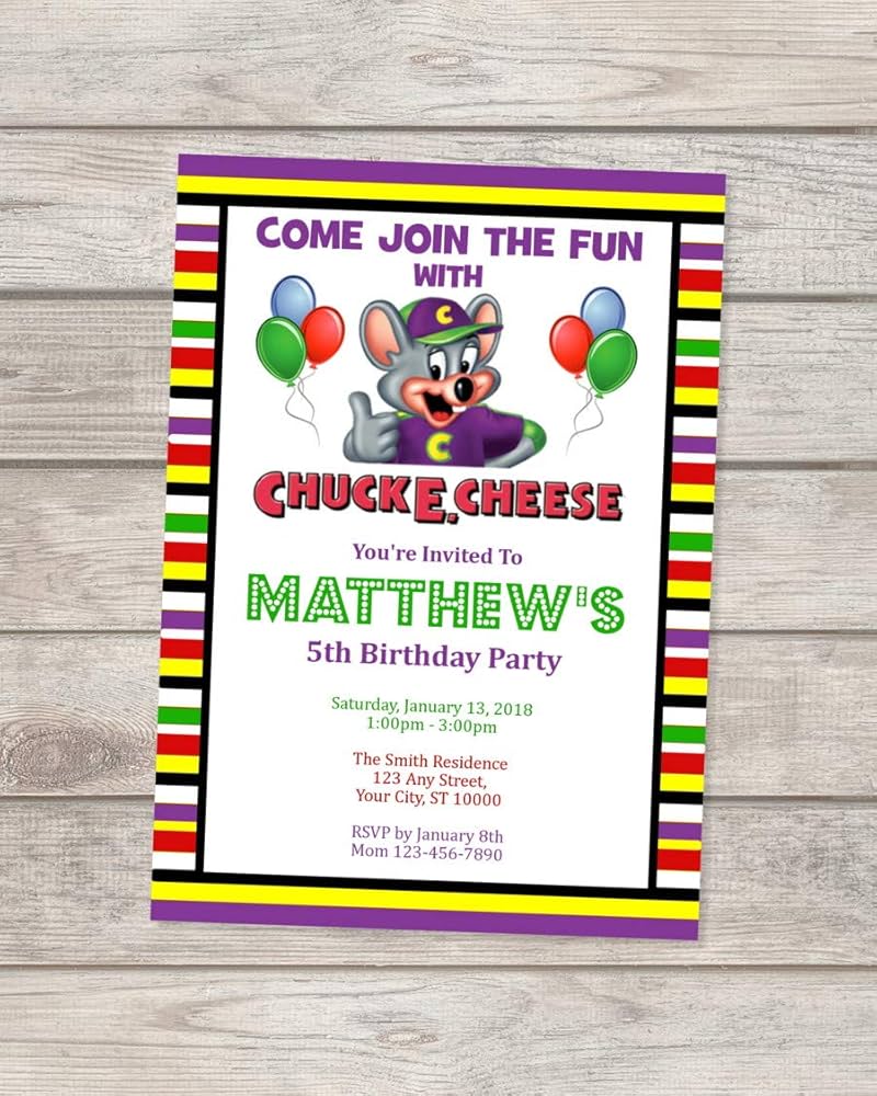 amazon-com-custom-chuck-e-cheese-birthday-party-invitations-chuck-e-cheese-s-party-invites-home-kitchen for Free Printable Chuck E Cheese Invitations Amazon.com: Custom Chuck E Cheese Birthday Party Invitations, Chuck E. Cheese's Party Invites : Home & Kitchen for Free Printable Chuck E Cheese Invitations