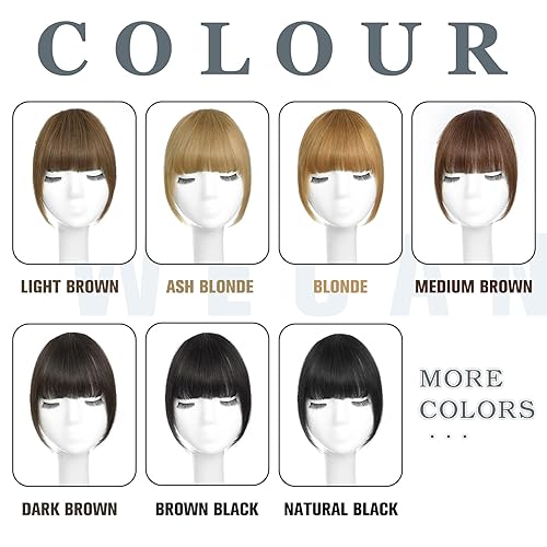 Miniatura 3 de WECAN Flequillo con clip de cabello 100 % real, extensiones de cabello humano francés, flequillo con clip para mujer (flequillo francés, rubio)