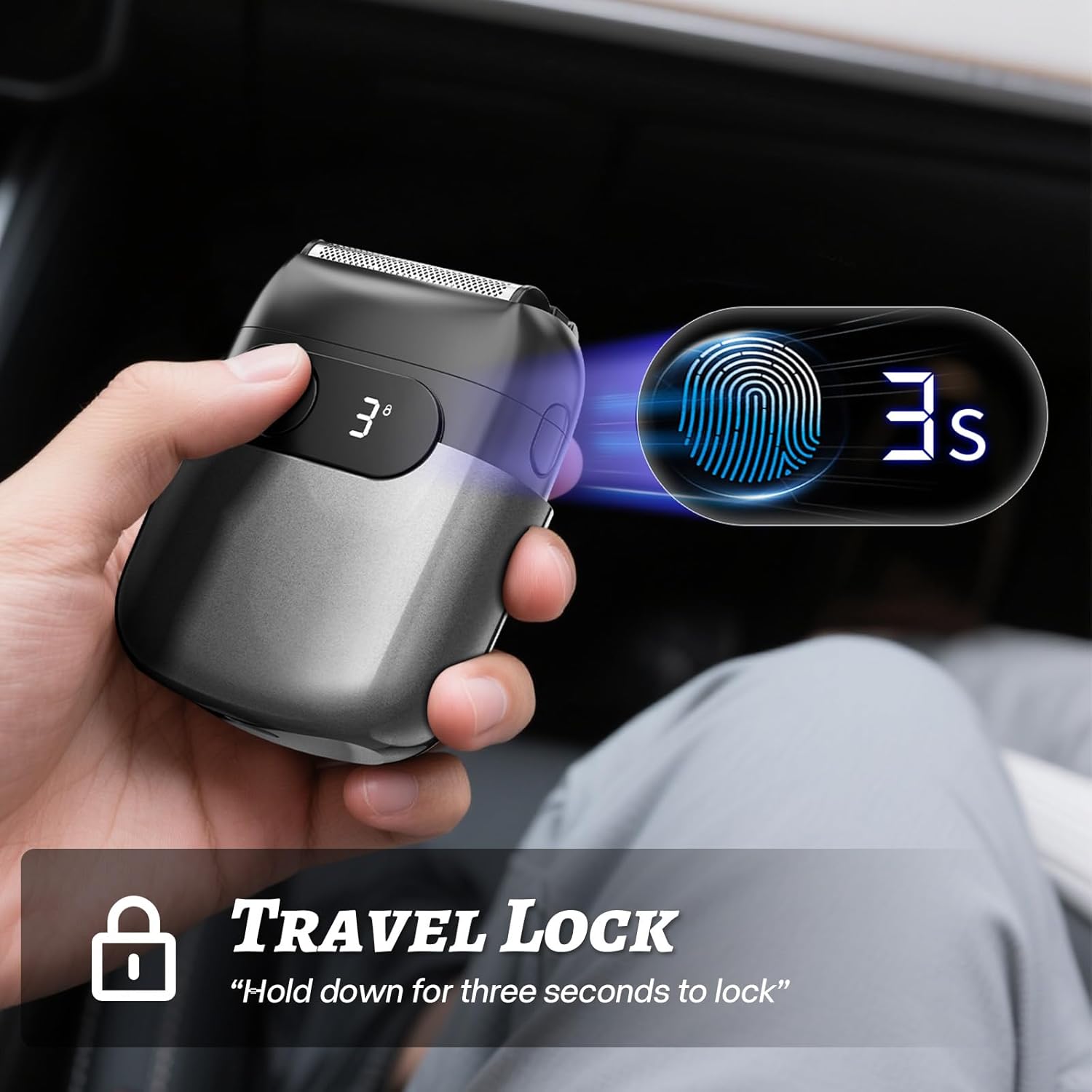 Electric Foil Shaver for Men: 3D Floating Blades, IPX8 Waterproof Wet/Dry Shaver with LED Display, USB-C Quick Charge, Travel Lock, Includes Cleaning Brush,Gray - Image 5