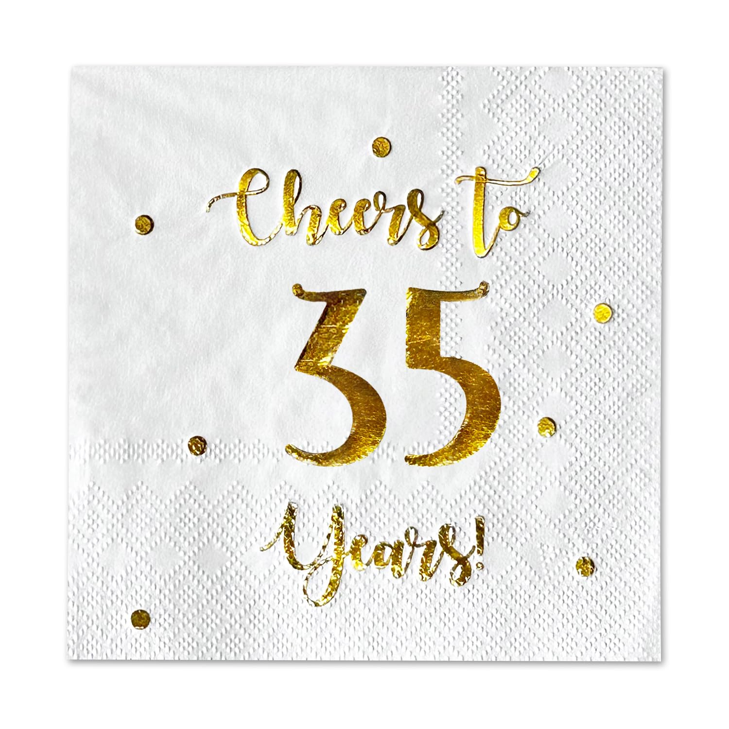 Cheers to 35 Years Cocktail Napkins | Happy 35th Birthday Decorations for Men and Women and Wedding Anniversary Party Decorations | 50-Pack 3-Ply