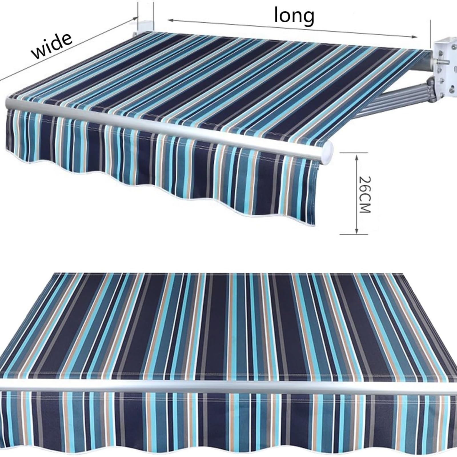 auvent Tissu de Remplacement for auvent rétractable avec Cadre, Tissu d'auvent extérieur, Couverture supérieure de Remplacement, Pare-Soleil 2x1.5m