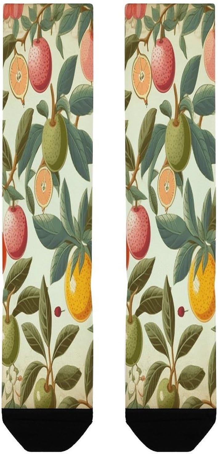 Plants And Fruits Mid-Calf Socks Women Warm Knee High Socks Cozy Hiking Skiing Soft Boot Mid Calf Stocking Unisex