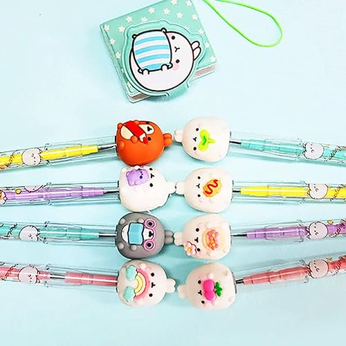 Miniatura 5 de Molang - Juego de 4 lápices de cartuchos de figuras Papelería coreana kawaii, bonitos lápices mecánicos recargables, suministros escolares y de