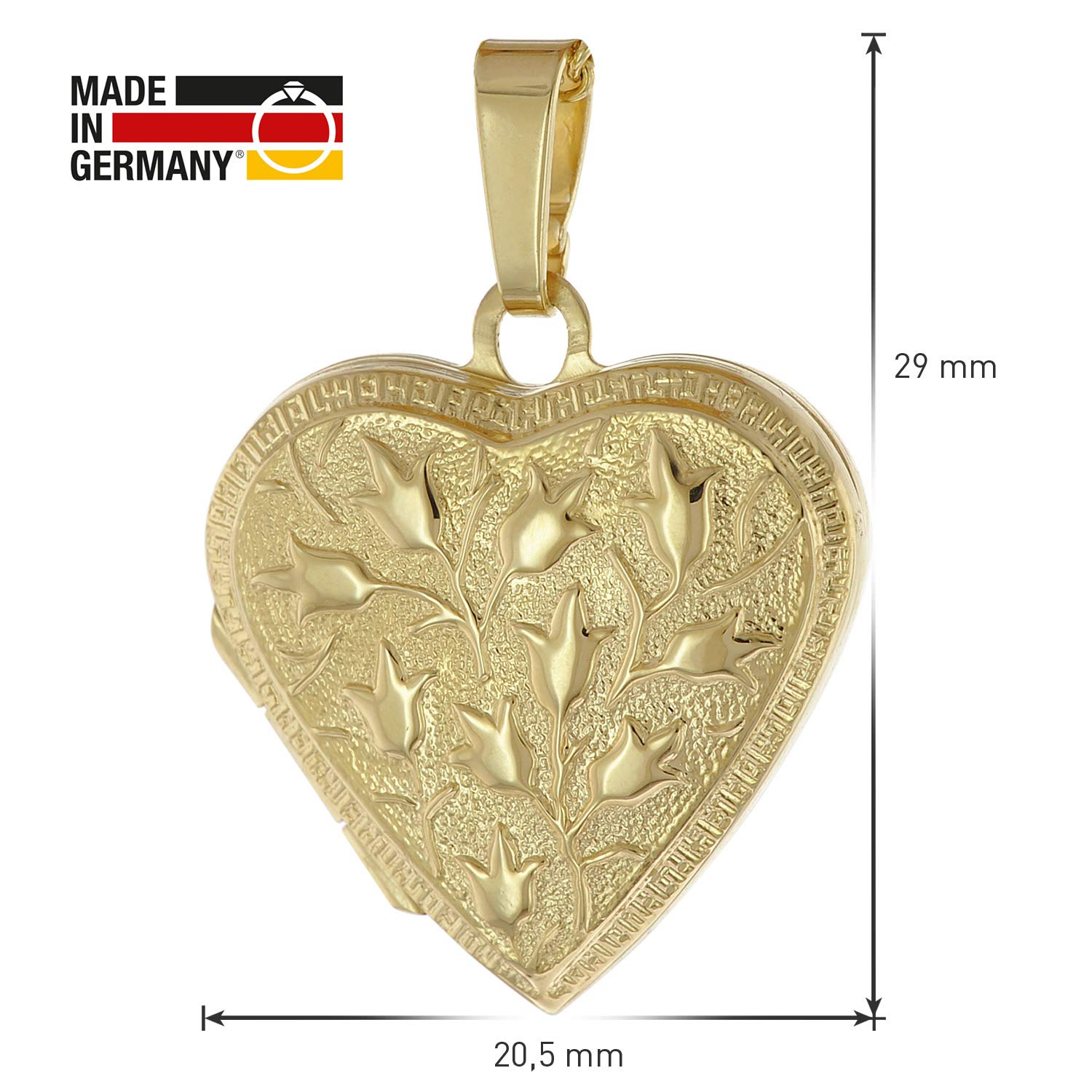 trendor Medaillon Herz mit Kette 925 Silber goldplattiert 39535 | zauberhafte Halskette für Damen, zeitloser Anhänger für Frauen, elegante Geschenkidee