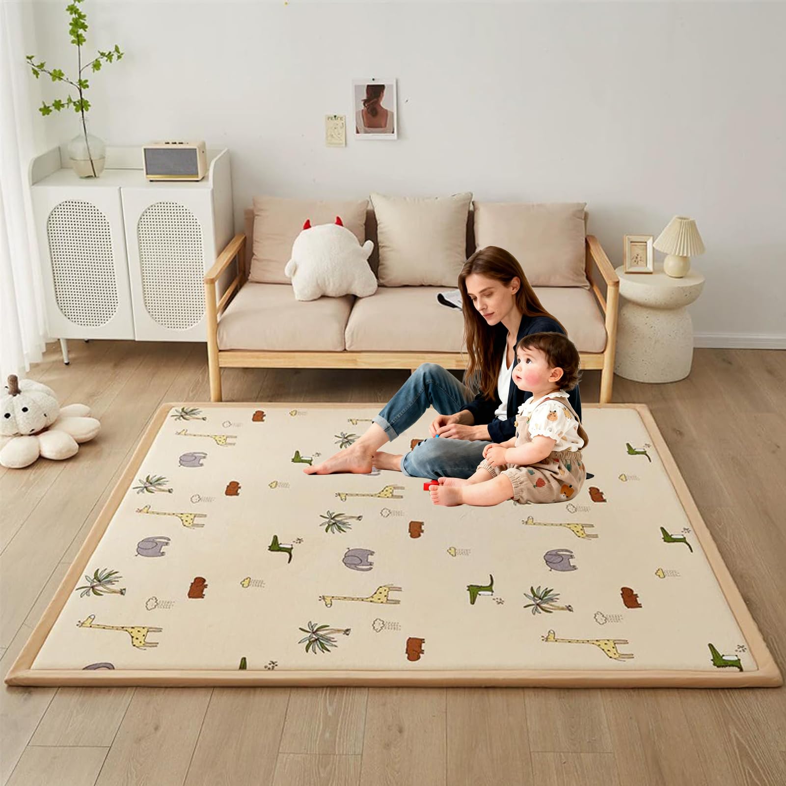 Krabbelmatte Baby Spielmatte Kinder 2cm Matte Spielmatte Baby Krabbeldecke Tatami Matte 150 x 200 cm Teppich für Kinderzimmer mit Memory-Schaum Groß Krabbelmatte Baby mit Rutschfester Unterseite