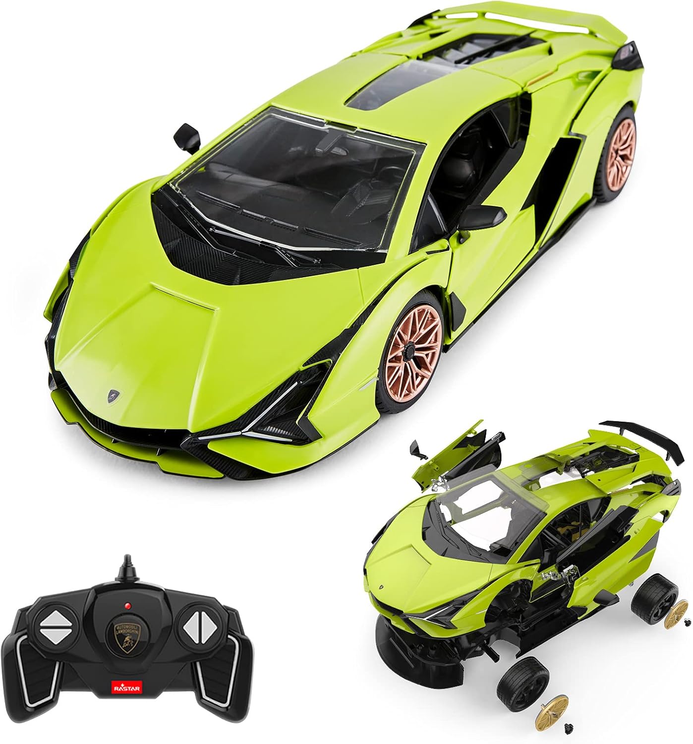 RASTAR RC Car Kits to Build for 1/18 Lamborghini Sian Remote Control Car, Build Your Own RC Car Kit, Gift Ideas for 8+, 2mph Low Speed for Beginner, Green
