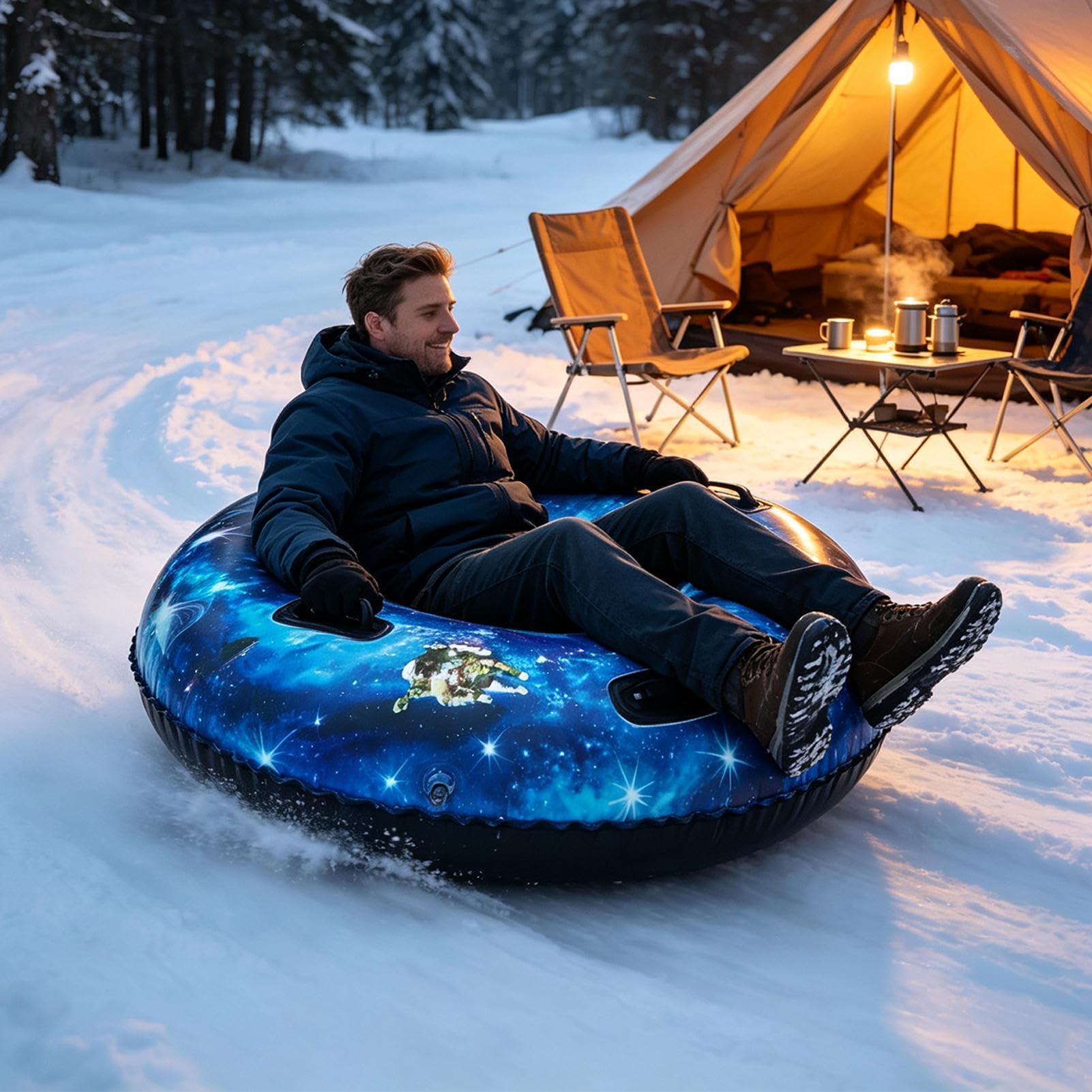 Slittino Gonfiabile 47 Pollici Ispessito Per Neve con Maniglie Tubo