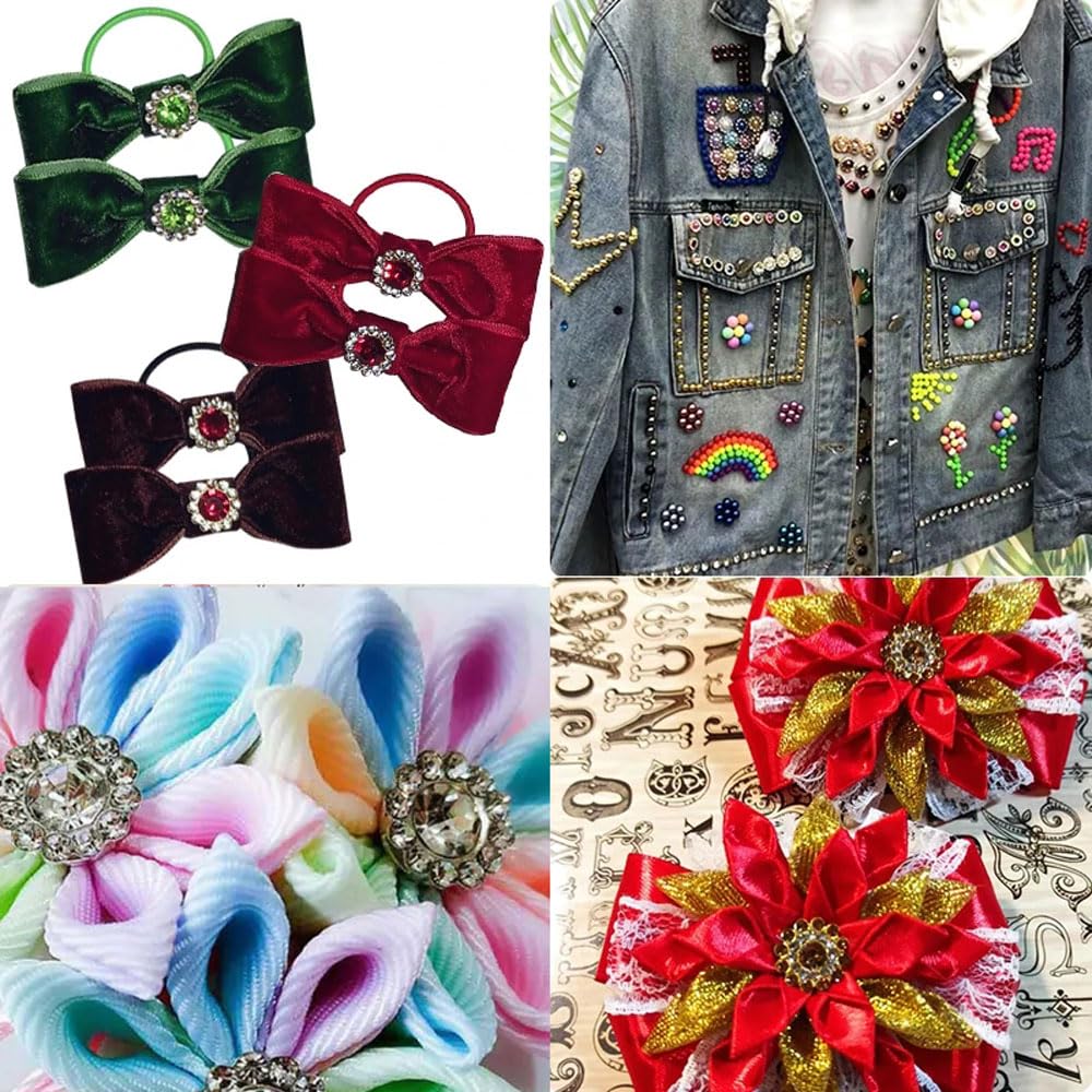 100pcs Sew on Rhinestones Crystals Glass Gems Metal Claw Mixed 8mm 10mm 12mm 14mm Sunflower Garments for Sewing Headband Jewelry Crafts Clothes Shoes Belt Accessories (00 Mixed Color)