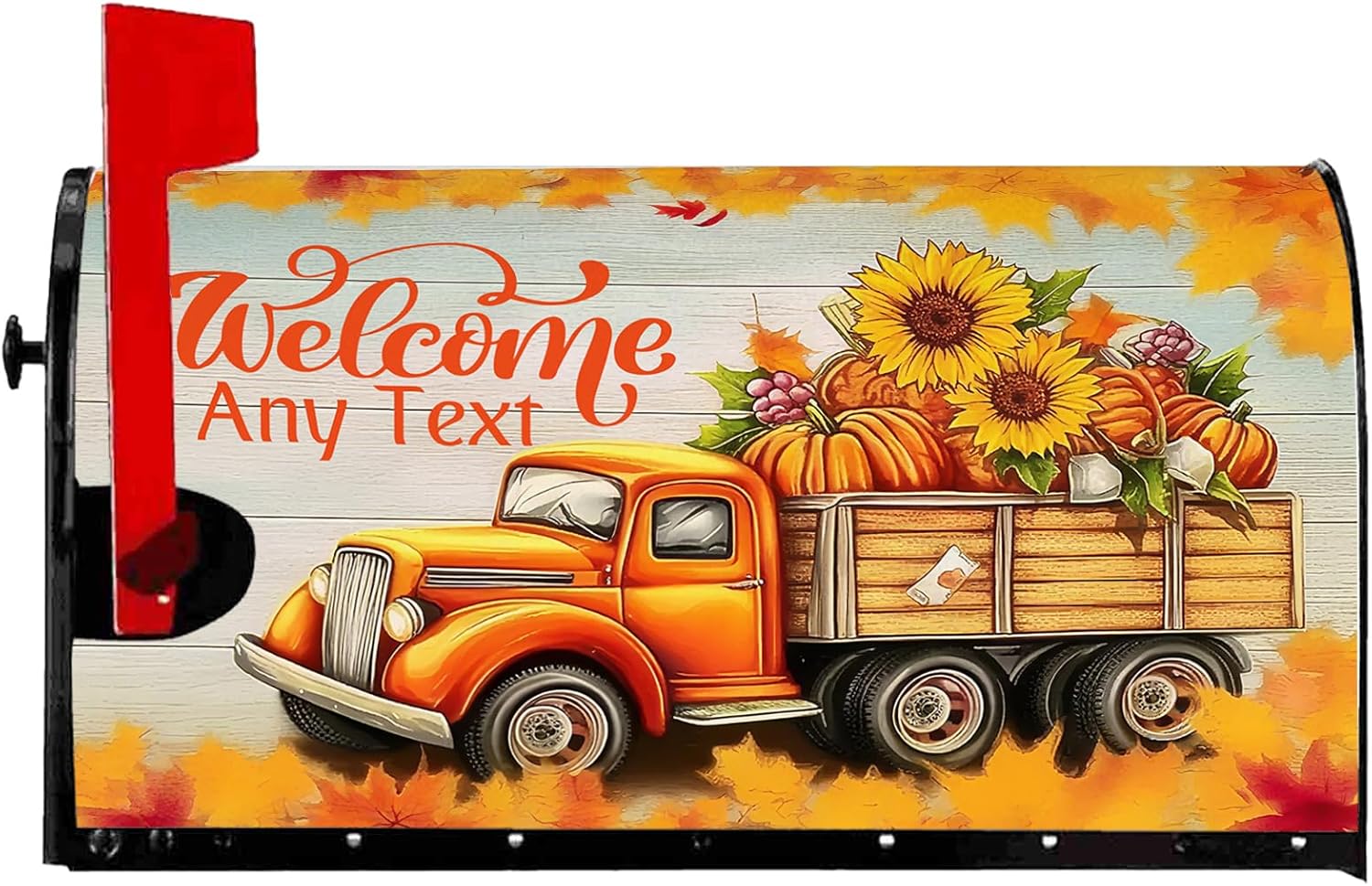 Fall Mailbox Covers Magnetic Standard Size, Custom Autumn Pumpkin Welcome Mail Box Cover with Magnets, Thanksgiving Post Letter Mail Wraps for Harvest Festival Home Yard Garden Decorations