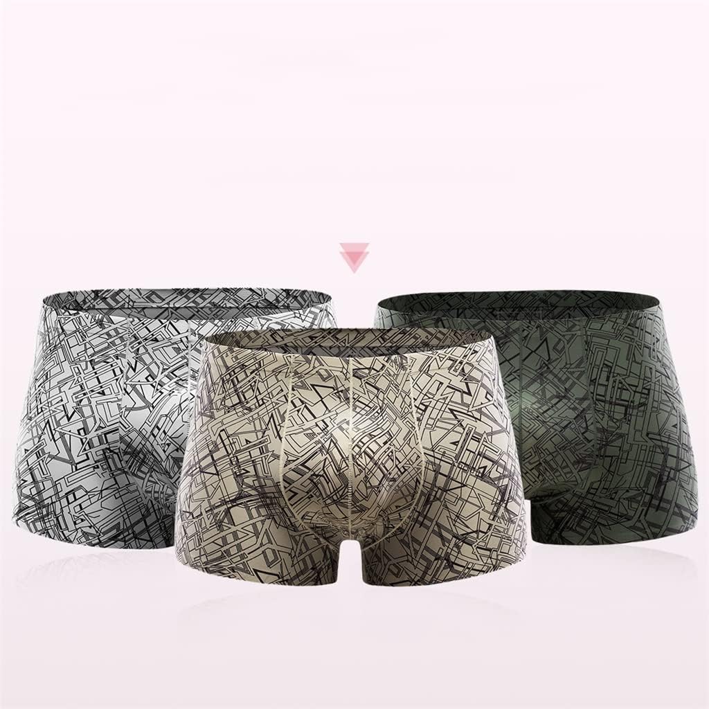 3 Pack -thin Men's Ice Seamless Sexy Underwear Stripes Low Waist Breathable Piece