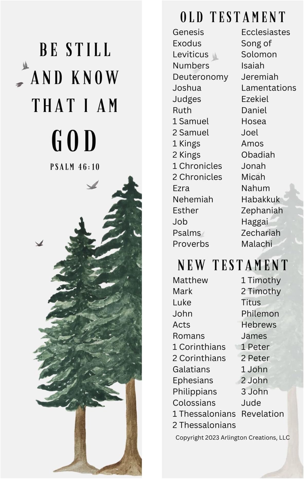 Books of The Bible Christian Bookmark - 20 Pack - Large Print - Made in USA